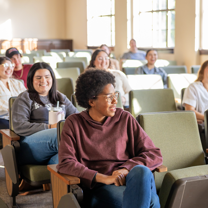 students in Hall of Letters classroom University of Redlands